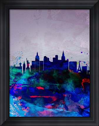 Framed Las Vegas Watercolor Skyline Print