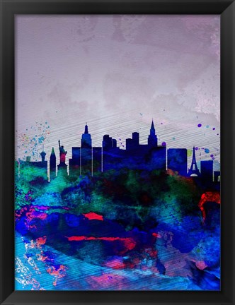 Framed Las Vegas Watercolor Skyline Print