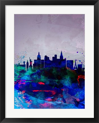 Framed Las Vegas Watercolor Skyline Print