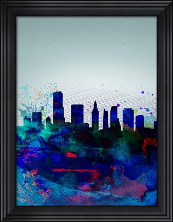 Framed Miami Watercolor Skyline Print