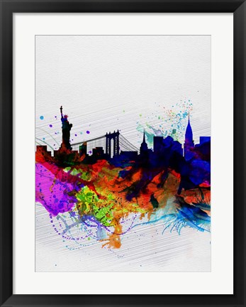 Framed New York  Watercolor Skyline 1 Print