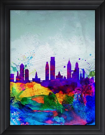 Framed Philadelphia Watercolor Skyline Print
