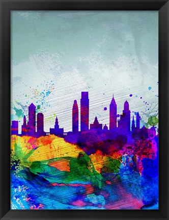 Framed Philadelphia Watercolor Skyline Print