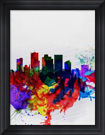 Framed Phoenix Watercolor Skyline 2 Print