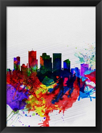 Framed Phoenix Watercolor Skyline 2 Print