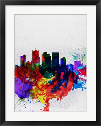 Framed Phoenix Watercolor Skyline 2 Print