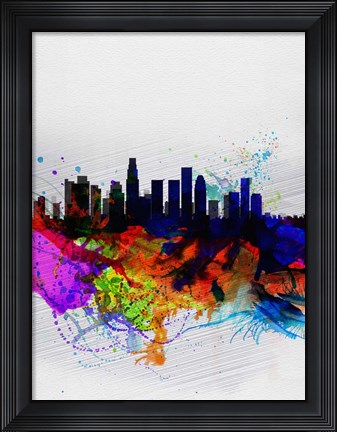 Framed Los Angeles  Watercolor Skyline 2 Print