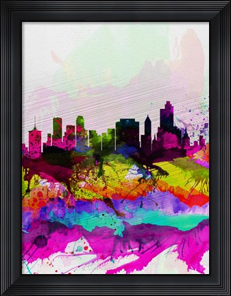 Framed Tulsa Watercolor Skyline Print