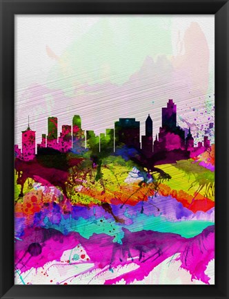 Framed Tulsa Watercolor Skyline Print