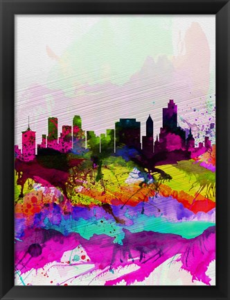 Framed Tulsa Watercolor Skyline Print