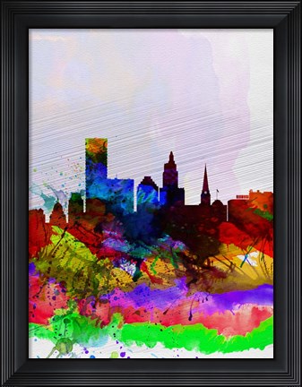 Framed Providence Watercolor Skyline Print