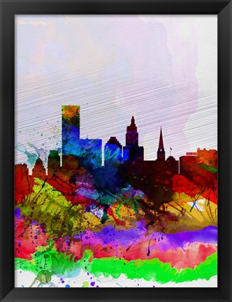 Framed Providence Watercolor Skyline Print