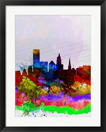 Framed Providence Watercolor Skyline Print