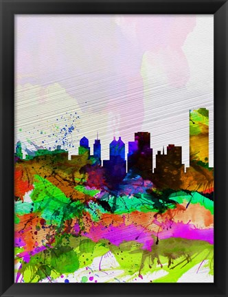 Framed Buffalo Watercolor Skyline Print