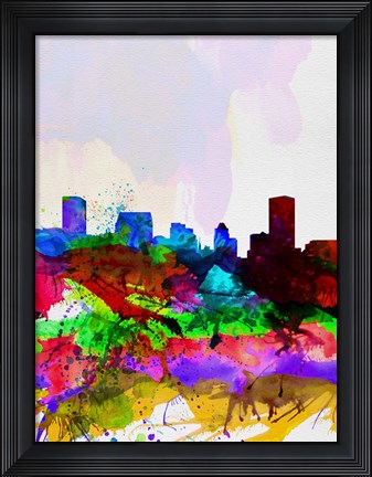 Framed Baltimore Watercolor Skyline Print