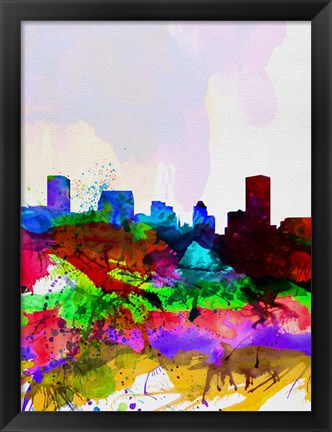 Framed Baltimore Watercolor Skyline Print