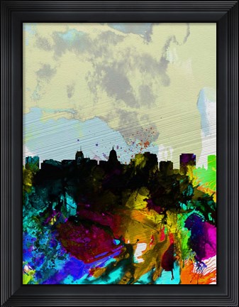 Framed Madison Watercolor Skyline Print