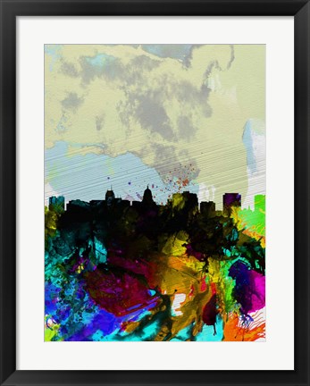 Framed Madison Watercolor Skyline Print