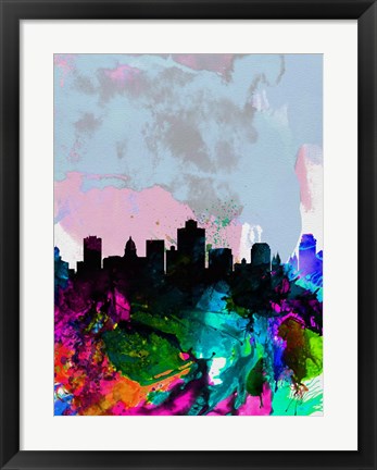 Framed Salt Lake City Watercolor Skyline Print