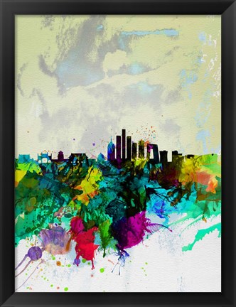 Framed Beijing Watercolor Skyline Print