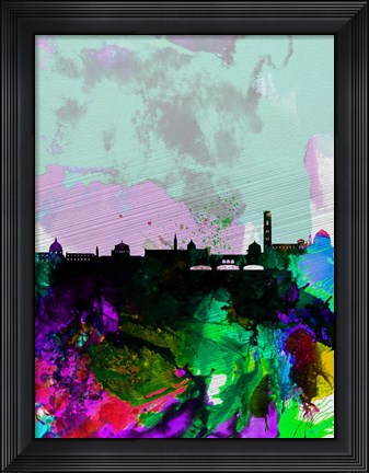 Framed Florence Watercolor Skyline Print