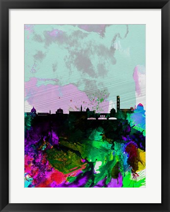 Framed Florence Watercolor Skyline Print