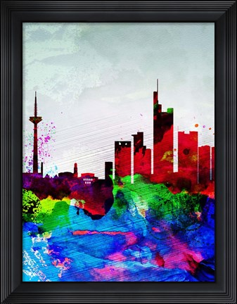 Framed Frankfurt Watercolor Skyline Print