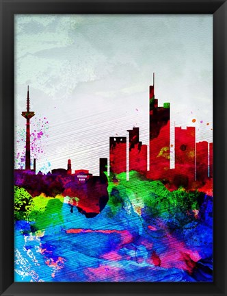 Framed Frankfurt Watercolor Skyline Print
