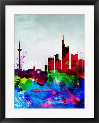 Framed Frankfurt Watercolor Skyline Print