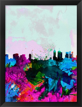 Framed Melbourne Watercolor Skyline Print