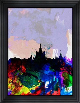 Framed Moscow Watercolor Skyline Print
