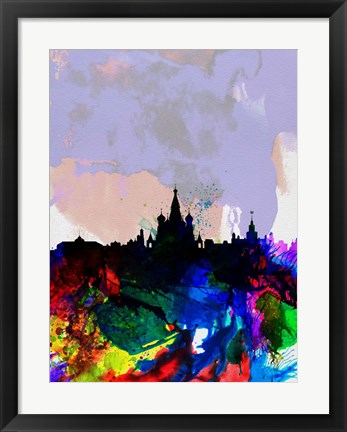 Framed Moscow Watercolor Skyline Print