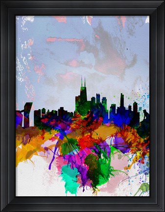 Framed Copenhagen Watercolor Skyline Print