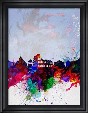 Framed Rome Watercolor Skyline Print