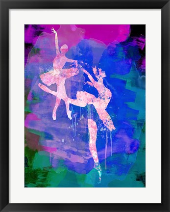 Framed Two white Ballerinas Watercolor Print