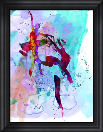 Framed Two Ballerinas Watercolor 1 Print