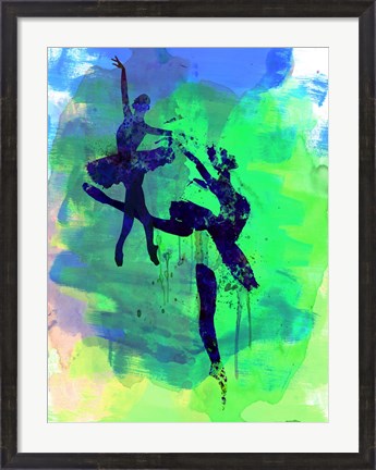 Framed Two Ballerinas Watercolor 2 Print