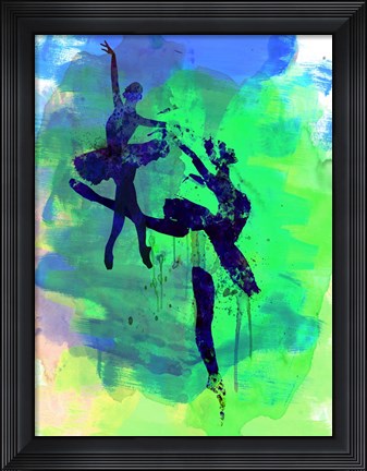 Framed Two Ballerinas Watercolor 2 Print