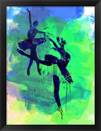 Framed Two Ballerinas Watercolor 2 Print