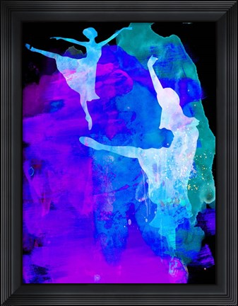 Framed Two Ballerinas Watercolor 3 Print