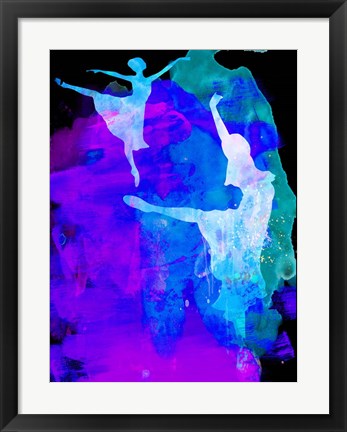 Framed Two Ballerinas Watercolor 3 Print