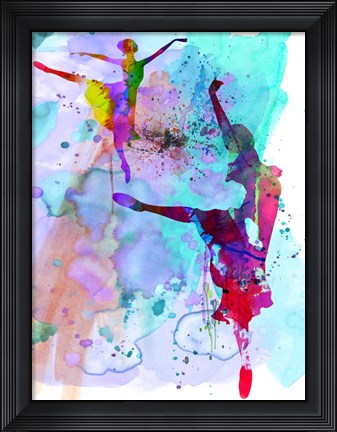 Framed Two Ballerinas Watercolor 4 Print
