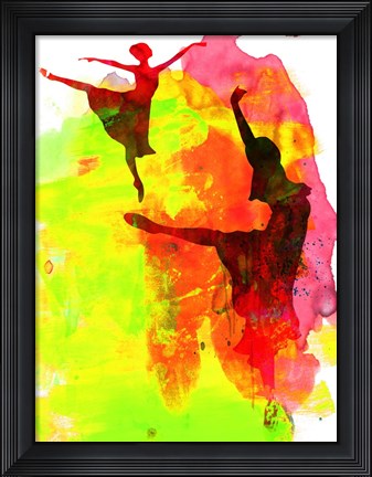 Framed Two Red Ballerinas Watercolor Print