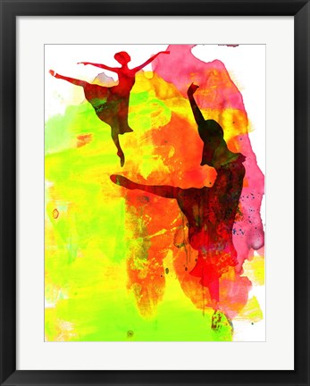 Framed Two Red Ballerinas Watercolor Print