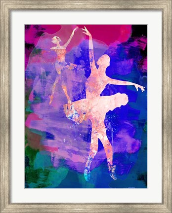 Framed Two Dancing Ballerinas Watercolor 1 Print