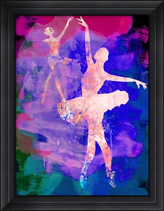 Framed Two Dancing Ballerinas Watercolor 1 Print