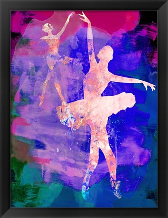 Framed Two Dancing Ballerinas Watercolor 1 Print