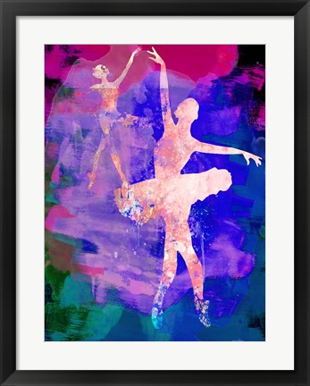 Framed Two Dancing Ballerinas Watercolor 1 Print