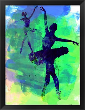 Framed Two Dancing Ballerinas Watercolor 3 Print