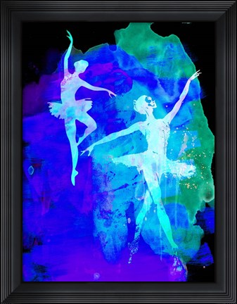 Framed Two White Dancing Ballerinas Print